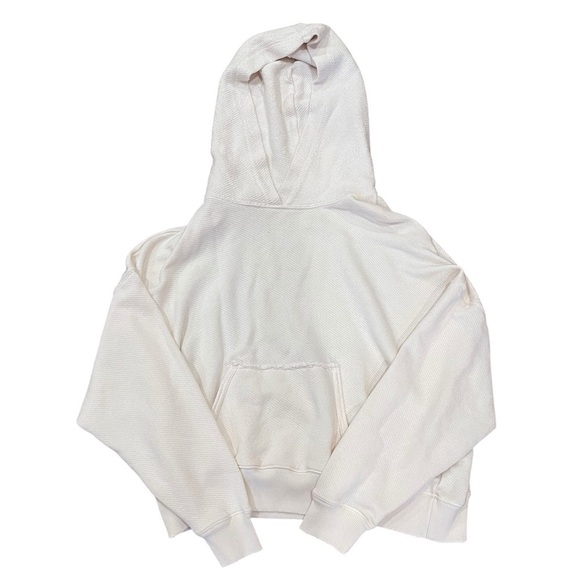 American Eagle Cream Waffle Hoodie preppy comfy oversized minimal sweater y2k - Picture 1 of 6